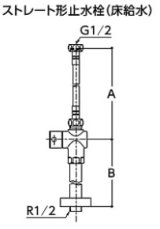 水栓金具 TOTO　TLC4B10　洗面所 ストレート形止水栓 床給水 コンテンポラリタイプ [■]