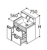 TOTO 洗面化粧台 【LDSWB075BDGEN1A】 サクア 3wayキャビネットタイプ 間口750 洗面ボウル高さ800 扉カラーホワイト [♪■]