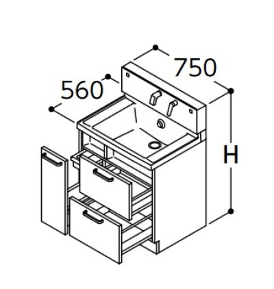 画像1: TOTO 洗面化粧台 【LDSWB075BDGEN1A】 サクア 3wayキャビネットタイプ 間口750 洗面ボウル高さ800 扉カラーホワイト [♪■]