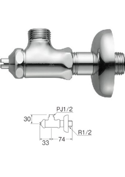 画像1: 水栓金具 三栄水栓　JV22AD-X2A-13　D式止水栓本体 ストレート形止水栓・バルブ