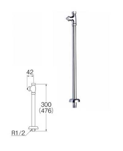 画像1: 水栓金具 三栄水栓　V21JSD-X2-13X300　D式ストレート形止水栓 共用形