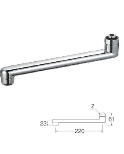 画像1: 水栓金具 三栄水栓　PA1110-60X2-16　角吐水口 水栓パイプ 下向き