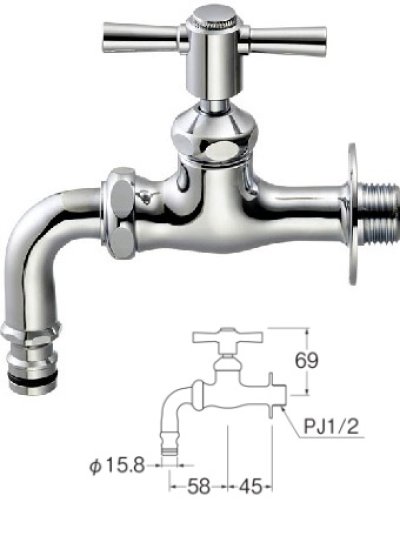 画像1: 水栓金具 三栄水栓　Y126YV-13　散水用ホーム水栓 横水栓 単水栓