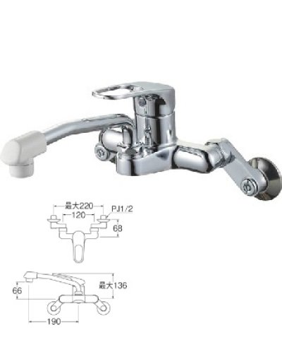 画像1: 水栓金具 三栄水栓　K27CDK-13　シングル混合栓 キッチン用 節水水栓 寒冷地用