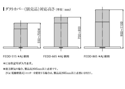 画像2: 富士工業/FUJIOH 【FEDD-515 SAJ】 ダクトカバー ステンレス 換気扇 レンジフード アリアフィーナ 別売品 ※受注生産品 [♪∈§]