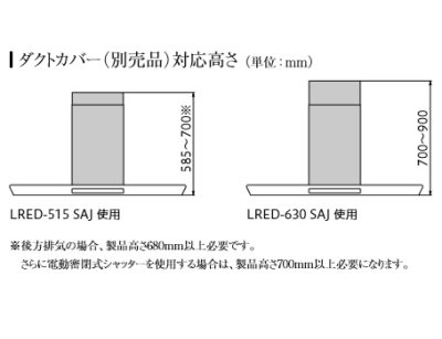 画像2: 富士工業/FUJIOH 【LRED-515 SAJ】 ダクトカバー ステンレス 換気扇 レンジフード アリアフィーナ 別売品 ※受注生産品 [♪∈§]