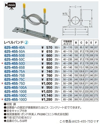 画像2: 水栓金具 カクダイ　625-455-75D　レベルバンド [□]