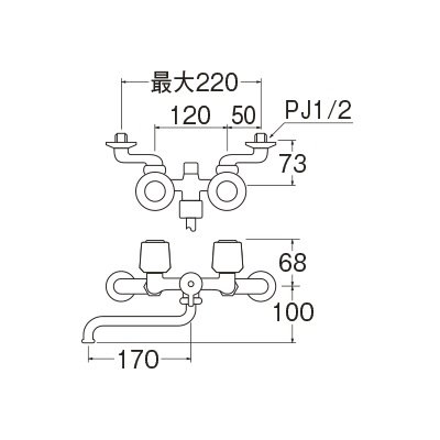 画像2: 水栓金具 三栄水栓　SK11S5-13　ツーバルブシャワー混合栓 バスルーム用