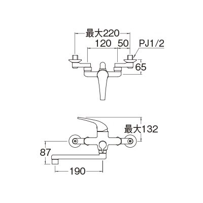 画像2: 水栓金具 三栄水栓　SK170S5-13　シングルシャワー混合栓 バスルーム用 節水水栓