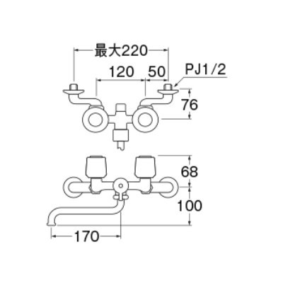 画像2: 水栓金具 三栄水栓　SK11T2-W-13　ツーバルブシャワー混合栓 バスルーム用