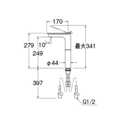 画像2: 水栓金具 三栄水栓　K4732NJV-2T-MC-13　シングルワンホール洗面混合栓 洗面所用 サテン