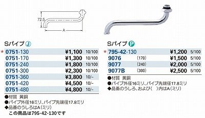 画像3: 水栓金具 カクダイ　795-42-130　水栓先端部品 Sパイプ 長130 ネオパック [□]