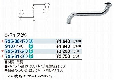 画像3: 水栓金具 カクダイ　795-81-240　水栓先端部品 Sパイプ(大) 長240 ネオパック [□]