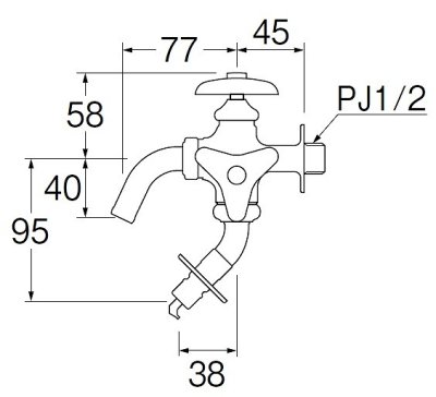 画像2: 水栓金具 三栄水栓　JF123TK-1-13　単水栓 二口横水栓 洗濯機用 寒冷地用