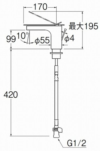 画像2: 水栓金具 三栄水栓　K4731PJK-SJP1-13　ワンホールシングルレバー式 シングルワンホール混合栓 洗面所用 寒冷地用 琥珀