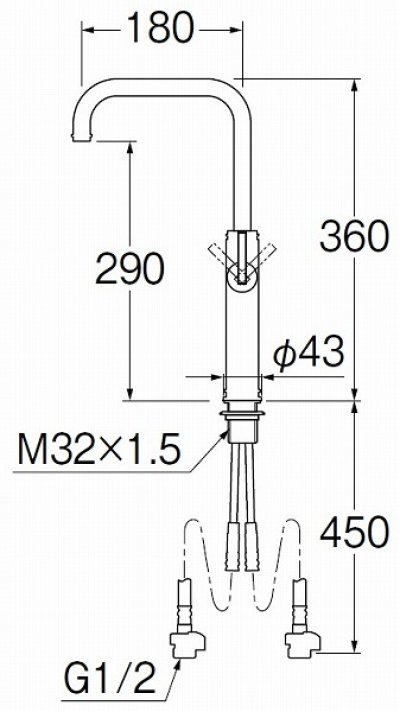 画像2: 水栓金具 三栄水栓　K4741NJV-2T-NCU-13　ワンホールシングルレバー式 シングルワンホール混合栓 洗面所用 ブラス 受注生産品 [§]