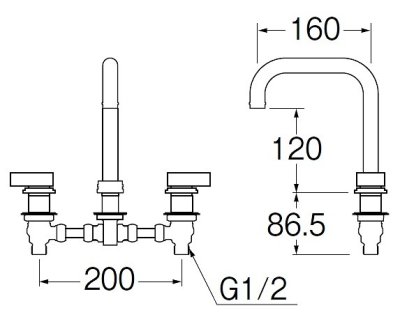 画像2: 水栓金具 三栄水栓　K5541N-MDP-13　台付ツーバルブ（ミキシング） ツーバルブ混合栓 共用形 洗面所用 マットブラック