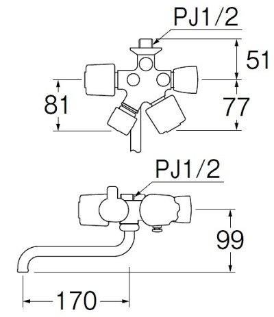 画像2: 水栓金具 三栄水栓　SK1619-W-13　壁付ツーバルブ ソーラシャワー混合栓 ソーラー用