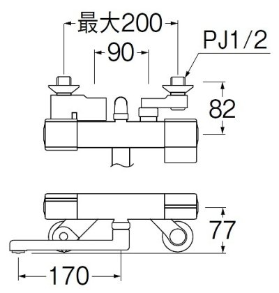 画像2: 水栓金具 三栄水栓　SK18C-T1L17　壁付サーモスタット式 サーモシャワー混合栓 レイニー付 バスルーム用