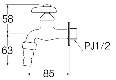 画像2: 水栓金具 三栄水栓　Y306V-13　単水栓 散水用横水栓