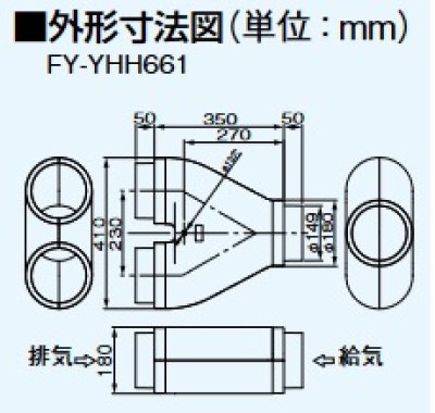 画像2: パナソニック　FY-YHH661　換気扇 分岐Y管 室内部材 [◇]