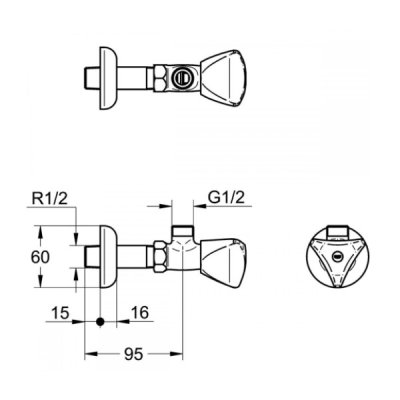 画像2: グローエ　JP191700　パーツ アングルバルブ 1/2” マーク青 クローム [■]