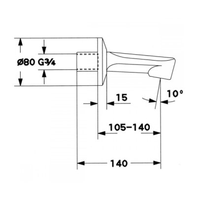 画像2: グローエ　13540000　浴室水栓 パーツ 壁出吐水口 3/4” 壁出寸法140mm [■]