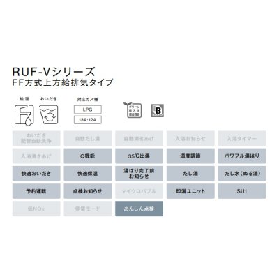 画像2: リンナイ 【RUF-V1605SAFFD(D) 都市ガス用】 ガスふろ給湯器 設置フリータイプ 16号 オート F F方式・屋内壁掛型 20A リモコン別売 [⇔]