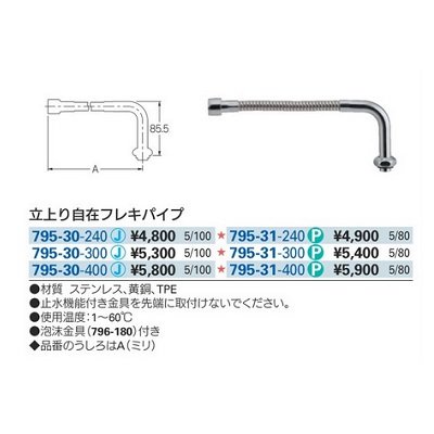 画像2: 水栓金具 部品　カクダイ　795-31-240 立上り自在フレキパイプ