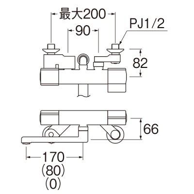 画像2: 水栓金具 三栄水栓　SK18CT5-N　サーモシャワー混合栓 壁付 パイプ長さ0