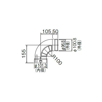 画像1: リンナイ【FFL-10-90A 20-6627】φ100KP90°トールエルボ ガス給湯器 部材