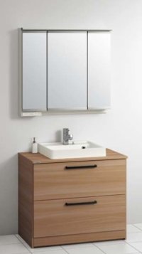 クリナップ [ミラーキャビネット (スリムLED３面鏡)M-0903BVP + コンポタイプ BBVH090FWNWTTCRCB ] 間口90cm エルヴィータ オーク 受注生産品§♪