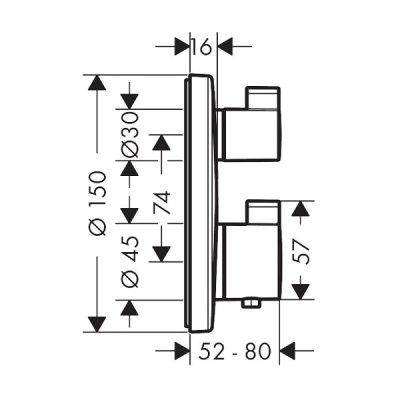 画像2: ハンスグローエ 15757000 エコスタットS?シャワーサーモスタット 埋込式 混合水栓 1アウトレット(化粧部) クロム ♪