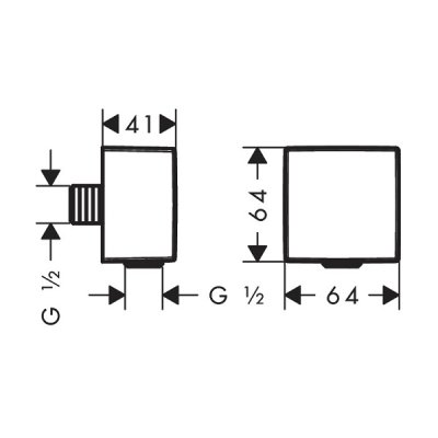 画像2: ハンスグローエ 26455000 フィックスフィット?シャワー取出口スクエア(逆止弁付) クロム ♪