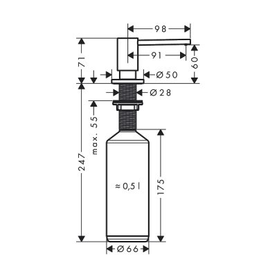 画像2: ハンスグローエ 42818330 アクサーソープ・ローションディスペンサー ブラッククロム 受注生産品 §♪