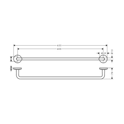 画像2: ハンスグローエ 42860670 アクサーユニバーサルサーキュラーアクセサリー タオルバー 600mm マットブラック 受注生産品 §♪