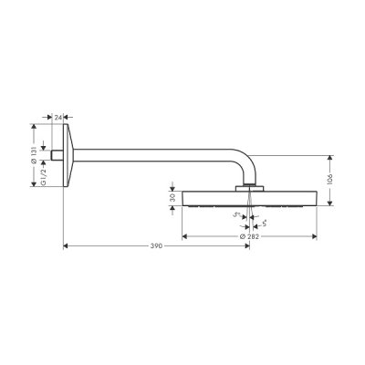 画像2: ハンスグローエ 48491670 アクサーワンオーバーヘッドシャワー 280 1ジェット (壁付式) マットブラック 受注生産品 §♪