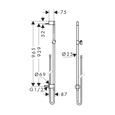 画像2: ハンスグローエ 48792000 アクサーワンウォールバー (シャワーホース1600mm付) クロム ♪