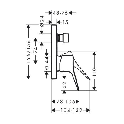 画像2: ハンスグローエ 75415000 ヴィヴニス 埋込式シングルレバー 混合水栓 2アウトレット (化粧部) クロム ♪