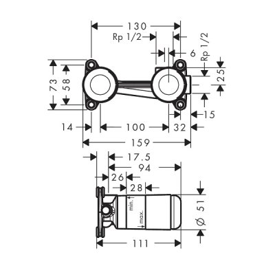 画像2: ハンスグローエ 13623180 アクサー シングルレバー壁付式洗面混合水栓用(埋込部) ♪