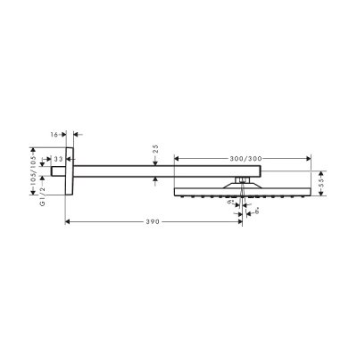 画像2: ハンスグローエ 26238140 Raindance E オーバーヘッドシャワー 300 1ジェット エア シャワーアーム付 ブラッシュドブロンズ 受注生産品 ♪§