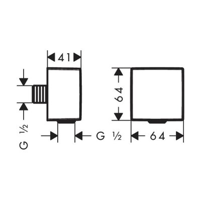 画像2: ハンスグローエ 26455340 FixFit シャワー取出口スクエア(逆止弁付) ブラッシュドブラッククロム 受注生産品 ♪§