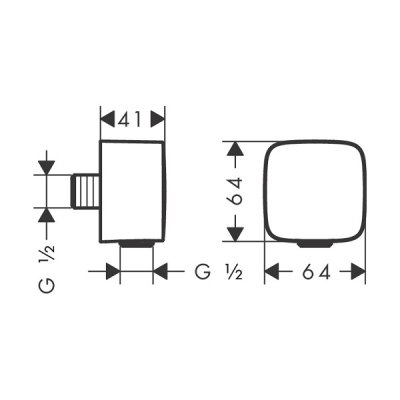 画像2: ハンスグローエ 26457340 FixFit シャワー取出口 Q(逆止弁付) ブラッシュドブラッククロム ♪