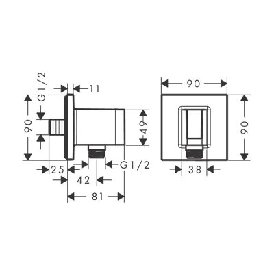 画像2: ハンスグローエ 26889000 FixFit E ホルダー付シャワー取出口 E(逆止弁付) クロム ♪