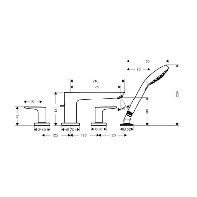 画像2: ハンスグローエ 71748140 タリス E 4ホールリム付式バス混合水栓 (化粧部) ブラッシュドブロンズ 受注生産品 ♪§