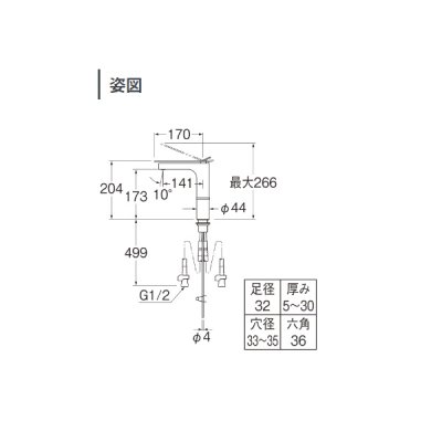 画像2: 三栄水栓 K4732NJK-1T 混合栓 シングルワンホール洗面混合栓 クロム 受注生産品 §