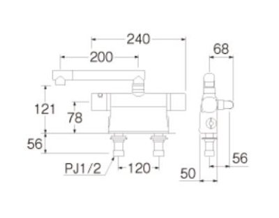 画像2: 水栓金具 三栄水栓　SK7851-3-S9L20D　台付サーモスタット式 サーモデッキシャワー混合栓 バスルーム用