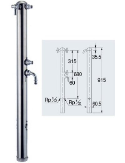 画像1: ガーデニング カクダイ　624-214　共用ステンレス双口混合栓柱 [■]