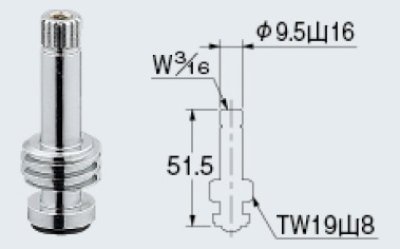 画像1: 水栓金具 カクダイ　792-811　左ネジスピンドル(耐熱用・固定コマ) [□]