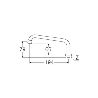 画像2: 水栓部材 三栄水栓　PA23J-60X-16　水栓部品 水栓パイプ：上向き 腰高上向パイプ